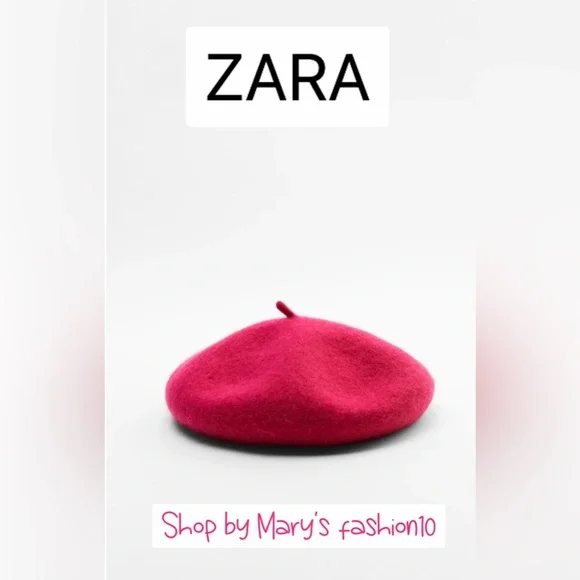 NWT Zara Fuchsia Pink Wool Beret - Picture 8 of 16